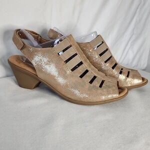 Comfortiva Leather Upper Slingback Peep Toe Heeled Sandals - Women's 9N